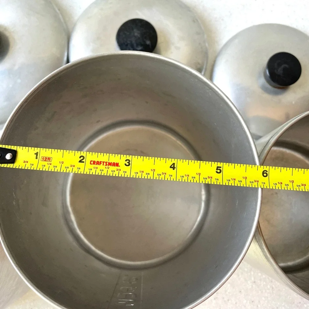 1950s Vintage Spun Aluminum Kitchen Canister Set of 4 Nesting Art Deco MCM